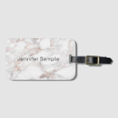 Étiquette À Bagage Rose Gold Marble Personnalisable Modèle Top (Devant Horizontal)