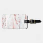 Étiquette À Bagage Rose Gold Marbre blanc Nom personnalisé (Devant horizontal)