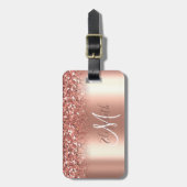 Étiquette À Bagage Rose Gold Ombre Parties scintillant métal Monogram (Devant Vertical)