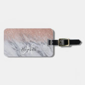 Étiquette À Bagage Rose Gold Ombre Parties scintillant Monogramme Mar (Devant horizontal)
