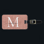 Étiquette À Bagage Rose Gold Parties scintillant Étincelle Nom du scr<br><div class="desc">Rose Parties scintillant or étincelant Élégant Script Swash Nom Monogramme Sac Bag Balise</div>