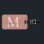 Étiquette À Bagage Rose Gold Parties scintillant Étincelle Nom du scr<br><div class="desc">Rose Parties scintillant or étincelant Élégant Script Swash Nom Monogramme Sac Bag Balise</div>