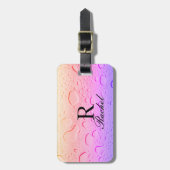 Étiquette À Bagage Rose Gold Pink Water Drops Ombre Custom Abstrait (Devant Vertical)