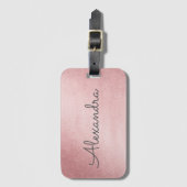 Étiquette À Bagage Rose Gold Rose Nom monogramme (Devant Vertical)