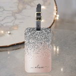 Étiquette À Bagage Rose Gold - Rose Pâle Paillettes Argent Monogramme<br><div class="desc">Rose Gold - Rose Pâle et Faux Feuille Métallisé Paillettes Étincelantes Métal Brossé Monogramme Nom et Initiale Sac ou Étiquette de Bagage. Cela fait le parfait cadeau pour un anniversaire sweet 16, un mariage, une douche de mariée, un anniversaire de mariage, une baby shower ou une soirée d'enterrement de vie...</div>