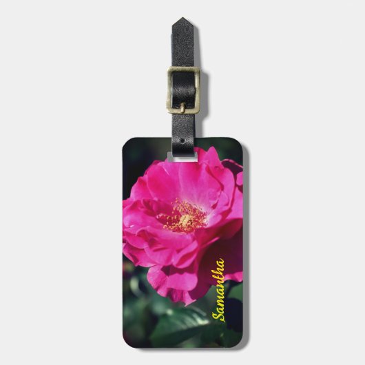 Étiquette À Bagage Rose In Full Bloom Close Up Personalized (Devant Vertical)