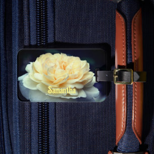 Étiquette À Bagage Rose Jaune Pâle En Fleur Personnalisée