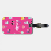 Étiquette À Bagage Rose lumineux, maquillage, beauté, motif de (Dos horizontal)