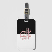 Étiquette À Bagage Rose moderne Gold Split Monogramme personnalisé R (Devant Vertical)