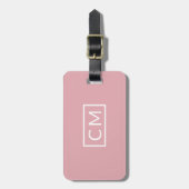 Étiquette À Bagage Rose moderne Monogramme Initiales simples (Devant Vertical)