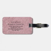 Étiquette À Bagage Rose Monogramme de script Parties scintillant étin (Dos horizontal)