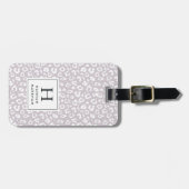 Étiquette À Bagage Rose | Monogramme Empreinte de léopard pastel (Devant horizontal)