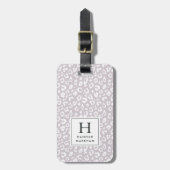 Étiquette À Bagage Rose | Monogramme Empreinte de léopard pastel (Devant Vertical)