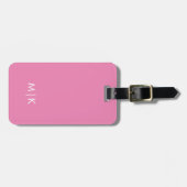 Étiquette À Bagage rose | Monogramme moderne (Devant horizontal)