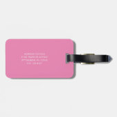 Étiquette À Bagage rose | Monogramme moderne (Dos horizontal)