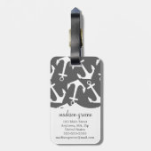 Étiquette À Bagage Rose nautique Girly de charbon de bois d'Ancres (Dos Vertical)