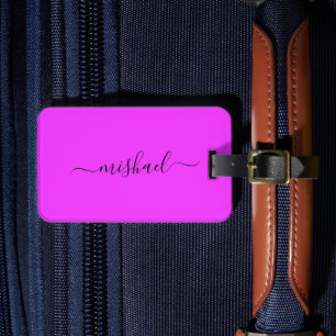 Étiquette À Bagage Rose néon, Violet clair, Typographie, Personnalise
