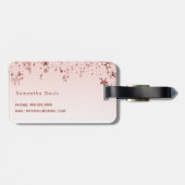 Étiquette À Bagage Rose or blush rose étoiles nom script (Dos horizontal)