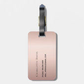 Étiquette À Bagage Rose or gouttes nom monogramme (Dos Vertical)