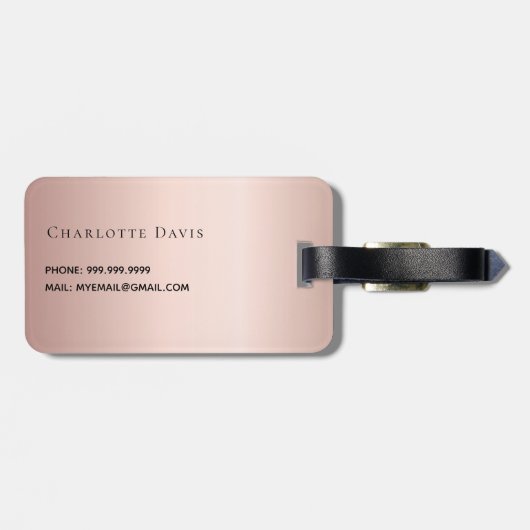 Étiquette À Bagage Rose or gouttes nom monogramme (Dos horizontal)