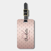 Étiquette À Bagage Rose or personnalisé monogramme initiales nom (Devant Vertical)