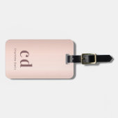 Étiquette À Bagage Rose or personnalisé nom monogramme moderne (Devant horizontal)