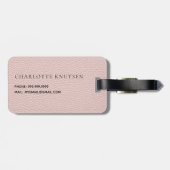 Étiquette À Bagage Rose or rose cuir nom monogramme (Dos horizontal)