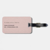 Étiquette À Bagage Rose or rose cuir nom monogramme (Dos horizontal)