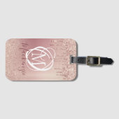 Étiquette À Bagage Rose or rose Parties scintillant goutte Élégant Mo (Devant Horizontal)