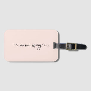 Étiquette À Bagage Rose Pâle Féminin Nom Personnalisé Cadeau Tendance