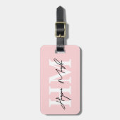 Étiquette À Bagage Rose Pâle Monogramme Mignon (Devant Vertical)