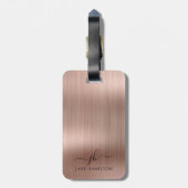Étiquette À Bagage Rose Pâle Personnalisé Script (Dos Vertical)