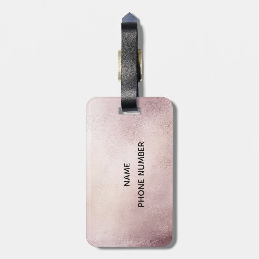 Étiquette À Bagage Rose Parties scintillant en or Monogramme Bagages (Dos Vertical)