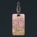 Étiquette À Bagage Rose Parties scintillant or goutte d'or rayures d'<br><div class="desc">Parties scintillant dorée rose moderne, luxe gouttes d'or doré et rose couleur or rayures de parties scintillant personnalisées monogrammed bagage tag. Ce design présente des rayures de parties scintillant étincelantes et du métal brossé en or, ainsi que des parties scintillant de couleur or rose rose rousse avec nom ou monogramme...</div>