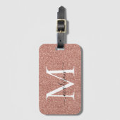 Étiquette À Bagage Rose Parties scintillant or Monogramme Girly Scrip (Devant Vertical)
