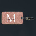 Étiquette À Bagage Rose Parties scintillant or Monogramme Girly Scrip<br><div class="desc">Rose Parties scintillant or étincelant Élégant Script Swash Nom Monogramme Sac Bag Balise</div>