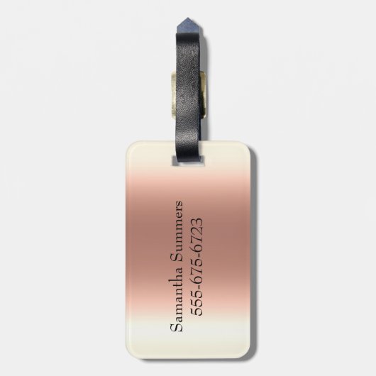 Étiquette À Bagage Rose Parties scintillant or Monogramme manuscrit (Dos Vertical)