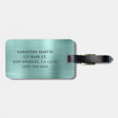 Étiquette À Bagage Rose Parties scintillant or Pale Turquoise Fancy M (Dos horizontal)