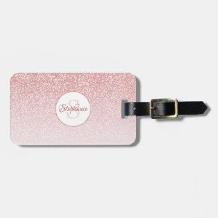 Étiquette À Bagage Rose Parties scintillant or rose pâle Monogramme