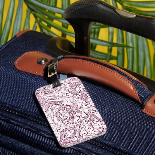 Étiquette À Bagage Rose rose baroque feuillage orné (Insitu Rectoal 1)