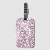 Étiquette À Bagage Rose rose baroque feuillage orné (Devant Vertical)