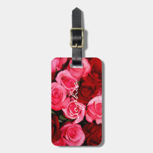 Étiquette À Bagage Rose, rose et rouge