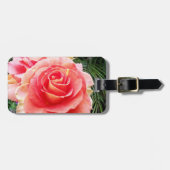 Étiquette À Bagage Rose rose gros plan photo belle design moderne (Devant horizontal)