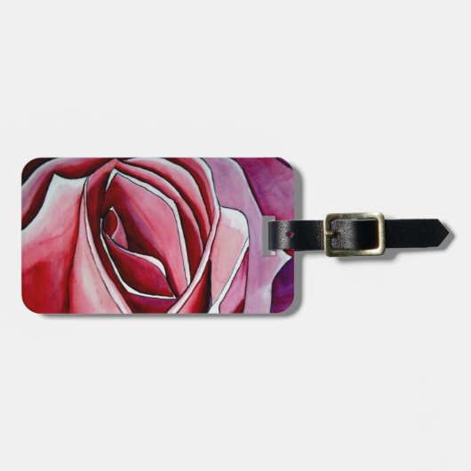 Étiquette À Bagage Rose Rose macro fleurs aquarelle art abstrait (Devant horizontal)