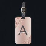Étiquette À Bagage Rose Rose Or Brossé Script Métal Monogramme mou<br><div class="desc">Rose Gold - Blush Pink Brohed Metal Foil and Sparkle Parties scintillant Monogramme Nom et étiquette initiale de bagage pour une Fête des mariées,  une lune de miel Mariage ou une fête de bachelorette. Cette étiquette de sac est parfaite pour le retour à l'école,  le travail ou le voyage.</div>