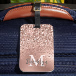 Étiquette À Bagage Rose Rose Parties scintillant or Confetti Monogram<br><div class="desc">Confetti de parties scintillant d'or rose moderne et rose nom de feuille d'or et conception initiale monogramme. Ce design féminin présente une parties scintillant en or rose rose rose rousse scintillante confetti cadre sur arrière - plan en feuille d'or rose faux. Vous pouvez personnaliser avec votre nom et votre initiale...</div>