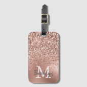 Étiquette À Bagage Rose Rose Parties scintillant or Confetti Monogram (Devant Vertical)