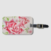 Étiquette À Bagage Rose rose Rose Aquarelle Fleur Floral art (Devant Horizontal)
