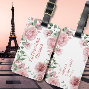 Étiquette À Bagage Rose Rose Rose Womens Nom personnalisé