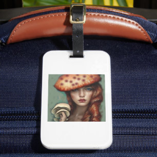Étiquette À Bagage rose rouge champignon vintage